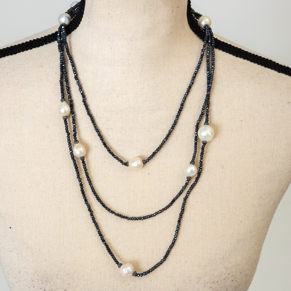 Baroque cultured freshwater pearl & gemstone bead necklace Rarities Carol Brodie